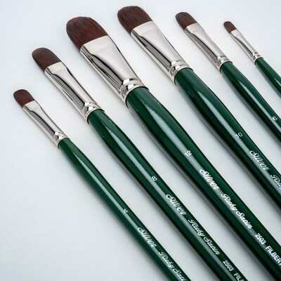 Silver Brush Ruby Satin Long Filberts Brush, 6/Pack (SLVRS2595)