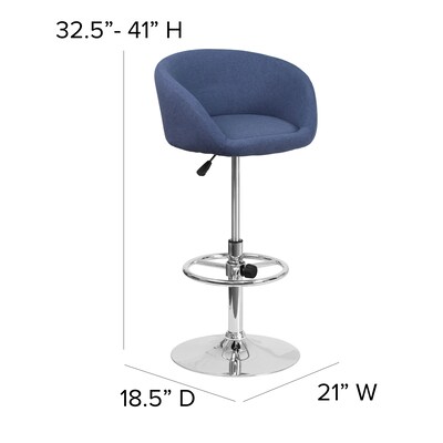 Flash Furniture Contemporary Fabric Adjustable Height Barstool with Back, Blue (CHTC31066LBLFAB)