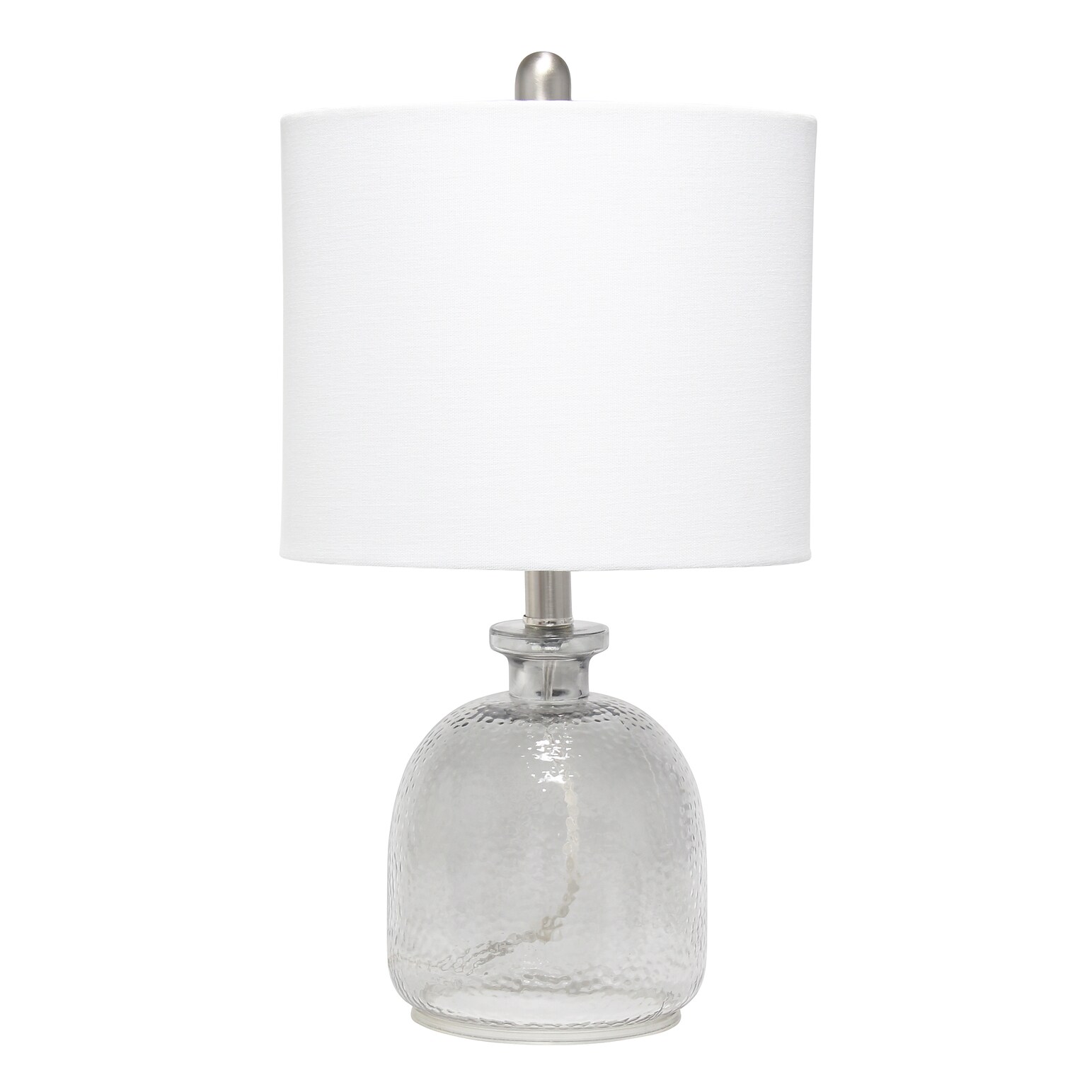 Lalia Home Smokey Gray Hammered Glass Jar Table Lamp with Linen Shade, White (LHT-5013-WH)