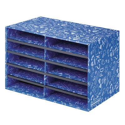 Bankers Box Classroom Collection 10-Compartment Mail Sorters, 19.5 x 12.375, Blue (3384201)