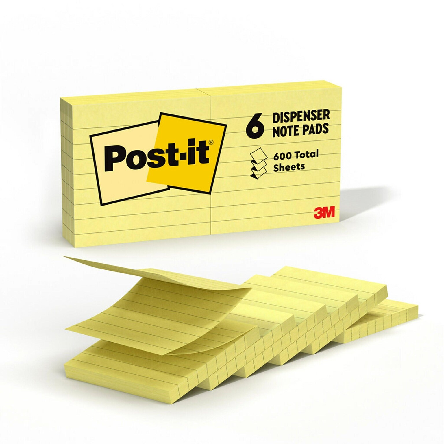 Post-it Pop-up Notes, 3 x 3, Canary Collection, Lined, 100 Sheet/Pad, 6 Pads/Pack (R335)