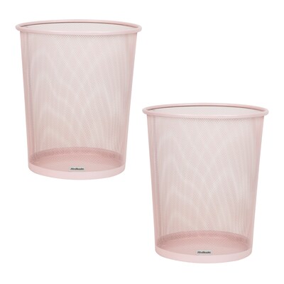 Mind Reader Metal Mesh Trash Can Without Lid, 4.4 Gallon, Pink, 2/Pack (2CIRGA-PNK)