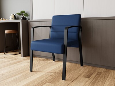Lesro Waterfall Vinyl Guest Chair, Patriot Plus Imperial Blue/Black (WF1101.SBK-01PPIB)