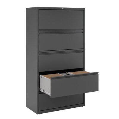 Quill Brand® 5-Drawer Lateral File Cabinet, Locking, Letter/Legal, Charcoal, 36"W (26827D)