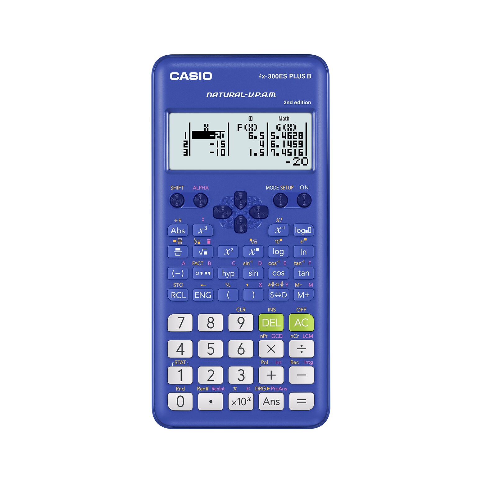 Casio fx-300ES PLUS 2nd Edition 16-Digit Solar Powered Scientific Calculator, Blue (FX-300ESPLSB-BU)