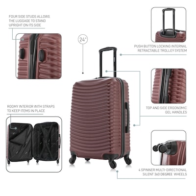 DUKAP Adly 25.39" Hardside Suitcase, 4-Wheeled Spinner, TSA Checkpoint Friendly, Wine (DKADL00M-WIN)