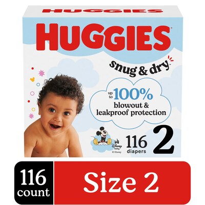Huggies Snug & Dry Diapers, Size 2, 100 Count (54646)
