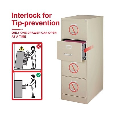 Quill Brand® Commercial 4 File Drawer Vertical File Cabinet, Locking, Putty/Beige, Legal, 26.5D (13449D)