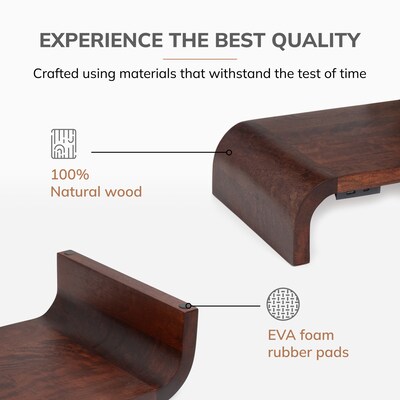 Anji Mountain Mango Wood Monitor Stand with Two USB Ports, Up to 32" Monitor, Walnut (MS-CRV-WAL-P)