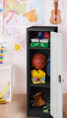 AdirOffice 48" Single Tier Black and White Storage Locker (ADI629-01-B-W)