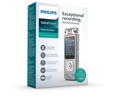 Philips VoiceTracer Digital Stereo Voice Recorder, 8GB, Black (DVT4115)