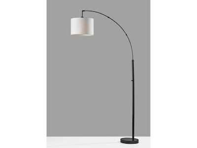 Adesso Bowery 73.5" Black Marble Floor Lamp with Drum Taupe Shade (4249-01)