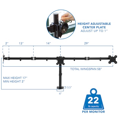 Mount-It! Adjustable Triple Monitor Mount, Up to 32", Black (MI-753XL)