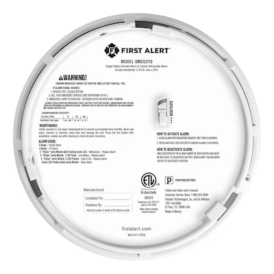First Alert Battery Powered Smoke & Carbon Monoxide Detector (FAT1046796)