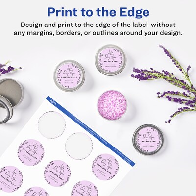 Avery Laser/Inkjet Round Multipurpose Labels, 2" Dia, 96 Labels/Pack (94501)