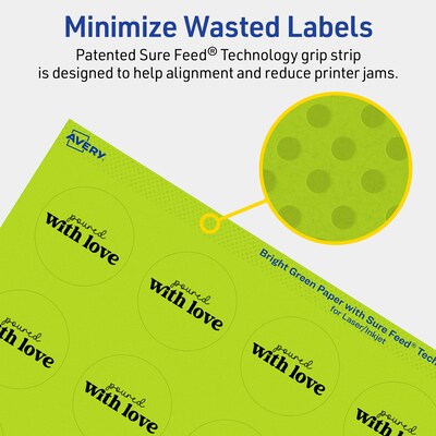 Avery Circle Multipurpose Labels, 1-5/8" Dia., Bright Green, 400/Pack (94507)