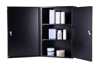 Viva Comfort Large Double Door Medicine Locking Secure Storage Medical Cabinet, 1.7 cu. ft., Black (