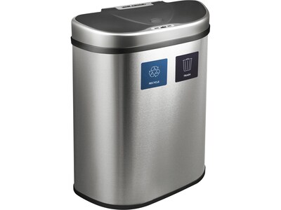 Nine Stars Stainless Steel Dual-Compartment Motion Sensor Trash Can, 18.5-Gallon, Silver (DZT-70-R3)