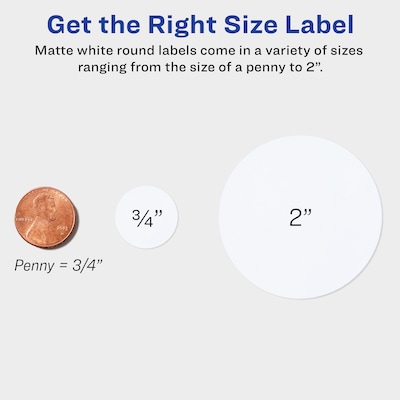 Avery Printable Round Labels with Sure Feed, 2" Dia, Matte White, 300 Labels/Pack (22877)