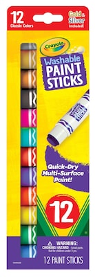 Crayola Washable Kids Paint Stick, Assorted Colors, 12/Pack (546211)