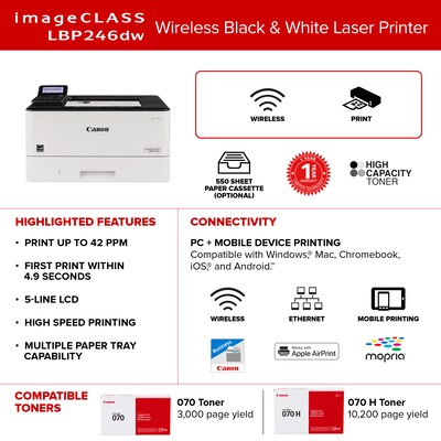 Canon imageCLASS LBP246dw Laser Printer, Single-Function, Print (5952C005)