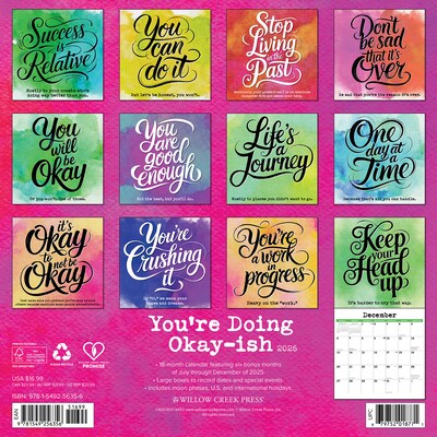 2026 Willow Creek Youre Doing Okay-ish 12 x 12 Monthly Wall Calendar (56356X)