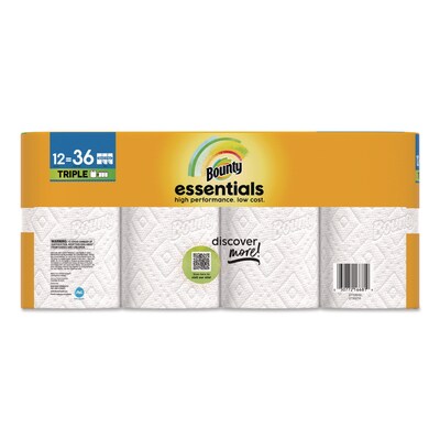 Bounty Essentials Select-A-Size Triple Paper Towels, 2-Ply, 162 Sheets/Roll, 12 Rolls/Carton (80811697)