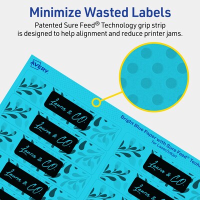 Avery Laser/Inkjet Rectangle Multipurpose Labels, 1" x 4", Bright Blue, 200 Labels/Pack (94202)