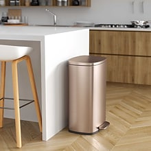iTouchless SoftStep Stainless Steel Step Trash Can with AbsorbX Odor Control System, Rose Gold, 13.2