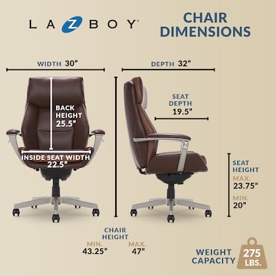 La-Z-Boy Alton Ergonomic Bonded Leather Swivel Executive Chair, Brown (51544-BRN)