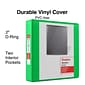 Staples® Standard 2" 3 Ring View Binder with D-Rings, Green (55433)