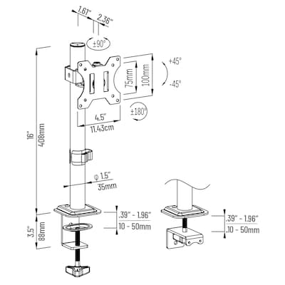 Mind Reader Adjustable Desk Mount for 13"- 32" Monitors, Black (ARMON-BLK)
