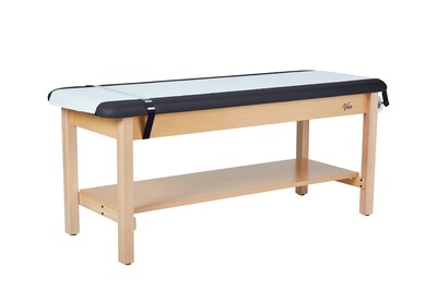 Aristo Wood H-Brace Physician Exam Table with Shelf, Cabinet, Paper Cutter, and Holder, 500lbs. Capacity, Black
