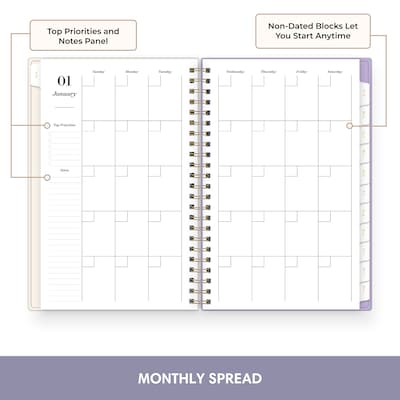 2027 Blue Sky Sincerely Jules 5" x 8" Weekly & Monthly Planner, Purple/White (164244)