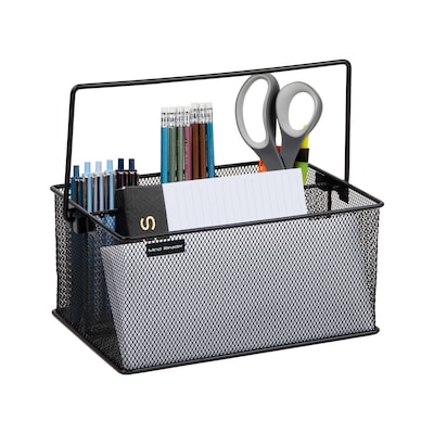 Mind Reader Network Collection 4-Compartment Utensil Holder with Handle, Metal Mesh, Black, 2/Pack (2MESHBASK)