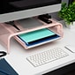 Mind Reader Monitor Stand with Paper Tray, Metal, Pink (MESHMONSTA-PNK)