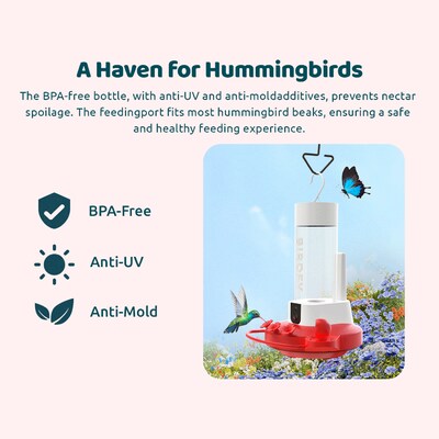 Birdfy Smart Hummingbird Feeder Duo with 2 Cameras, Solar Panel and Free AI Lifetime Subscription, Red (EPPAMBNI8501110)