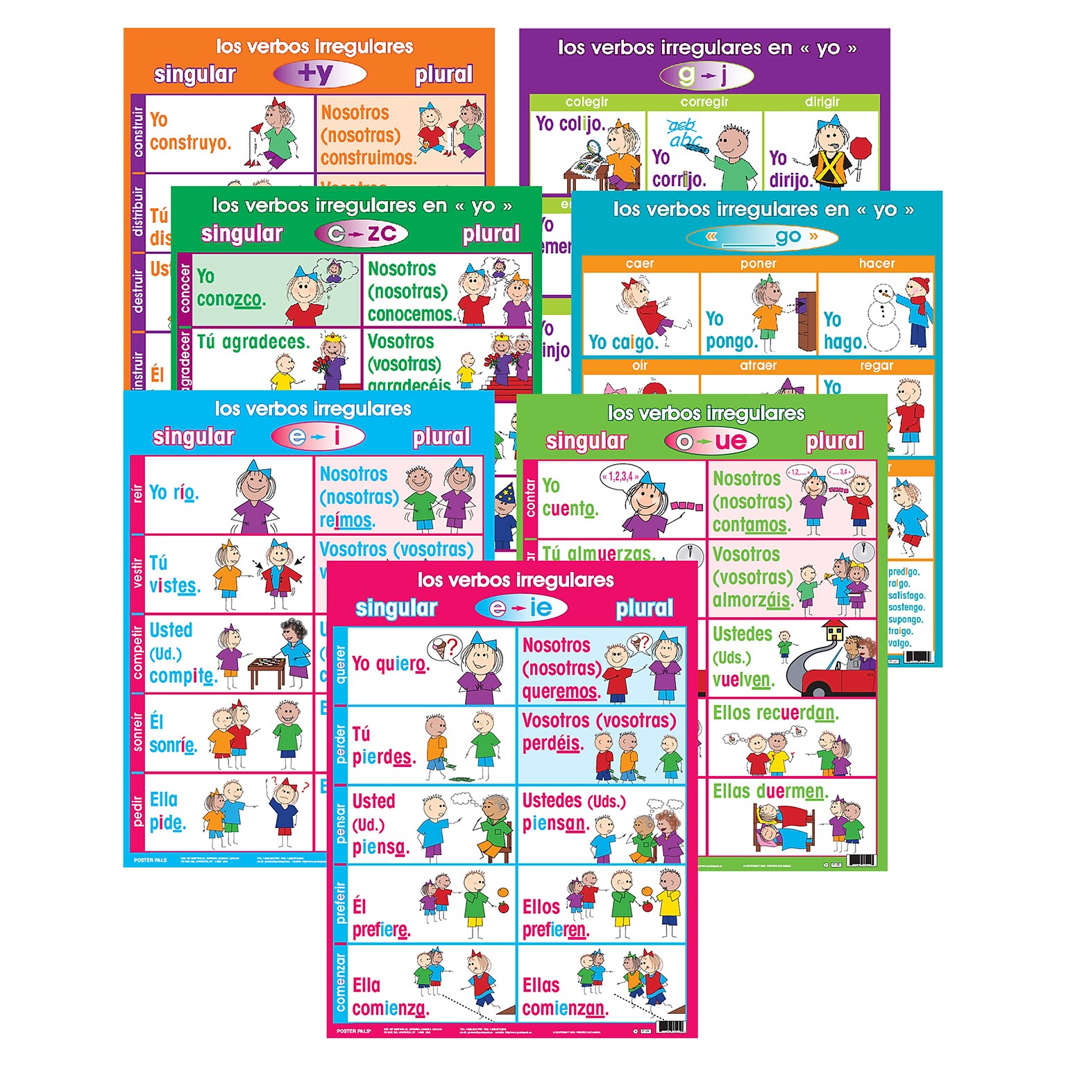Poster Pals 24 x 18 Irregular Verb Poster Set, Spanish, 7/Set (PSZPS33)