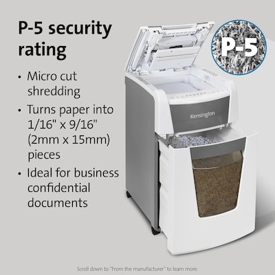 Kensington OfficeAssist Auto Feed Shredder A3000-HS Anti-Jam Micro Cut, Gray/White (K52051AM)