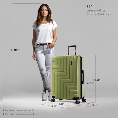 DUKAP Zahav 29.52" Hardside Suitcase, 4-Wheeled Spinner, TSA Checkpoint Friendly, Green (DKZAH00L-GRN)
