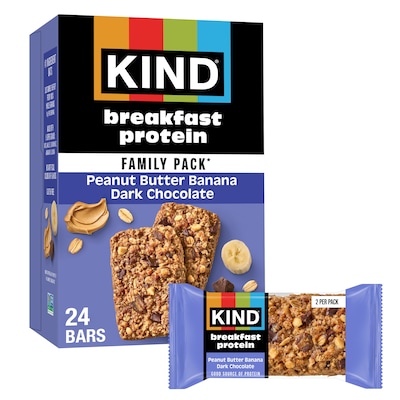 KIND Breakfast Gluten Free Peanut Butter Banana Dark Chocolate Protein Bar, 12 Bars/Box (67661)