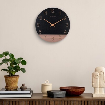 La Crosse Clock 12" Dark Sierra Wood Analog Quartz Wall Clock (404-3630C)