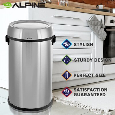 Alpine Industries Commercial Indoor Single-Stream Indoor Recycling Station, 17 Gallon, Stainless Steel (ALP470-65L-1-R)
