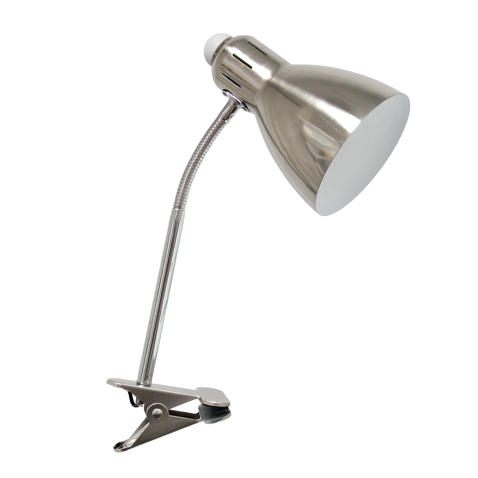 Creekwood Home Sleek Essentials 15.5 Basic Clip On Reading Light with Flexible Gooseneck, Brushed Nickel (CWD-1010-BN)