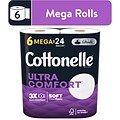 Cottonelle Ultra ComfortCare 2-Ply Standard Toilet Paper, White, 268 Sheets/Roll, 6 Mega Rolls/Pack