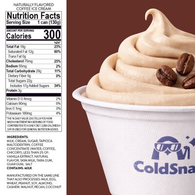 ColdSnap Premium Coffee Ice Cream Mix, Single Serve Pods, 12 Pods/Pack, COLDSNAP MACHINE REQUIRED (600089)