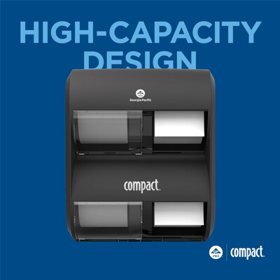 Georgia-Pacific Compact Quad 4-Roll Coreless Toilet Paper Dispenser, Black (56744B)
