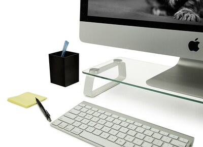 Mount-It! Monitor Stand, Clear/Silver (MI-7262-DS)