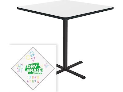 Correll Square-Shaped Dry-Erase Markerboard Cafe Table, 42 x 42, Frosty White/Black (BXB42DES-80)