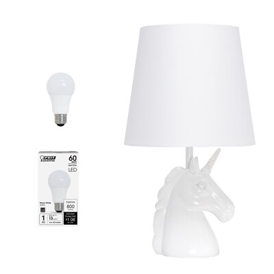 Creekwood Home Whimsilux 15.5" LED Table Lamp, White/Iridescent Glitter (CWT-2023-IR-LB)